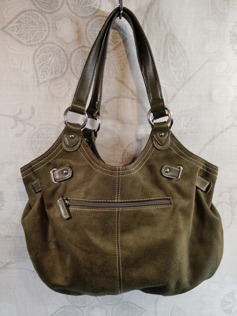 St. John's Bay Olive Green  Faux Suede Hobo/Shoulder Bag